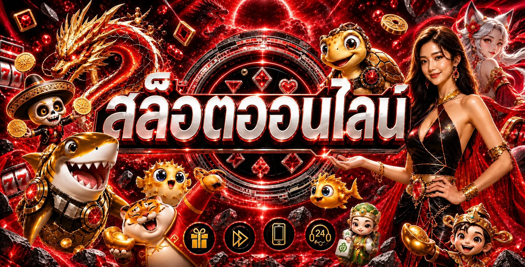 STARWIN666 สล็อตรวมตัวละครเกมและวงล้อโทนแดง